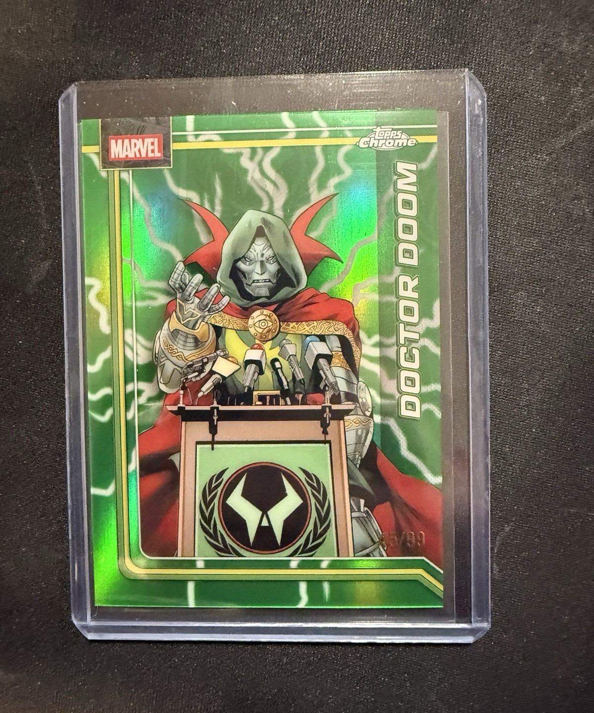 2026 Topps Chrome Marvel Doctor Doom Green Lightning Refractor SP /99 #28