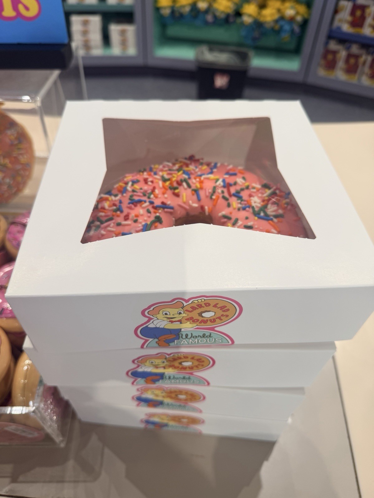 Universal Studios The Simpsons Lard Lad Donuts Large Pink Sprinkles Donut