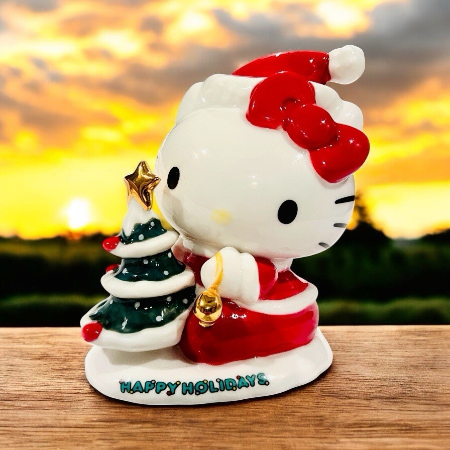 Hello Kitty and Christmas Tree Santa Hat Ceramic by Blue Sky Clayworks NEW