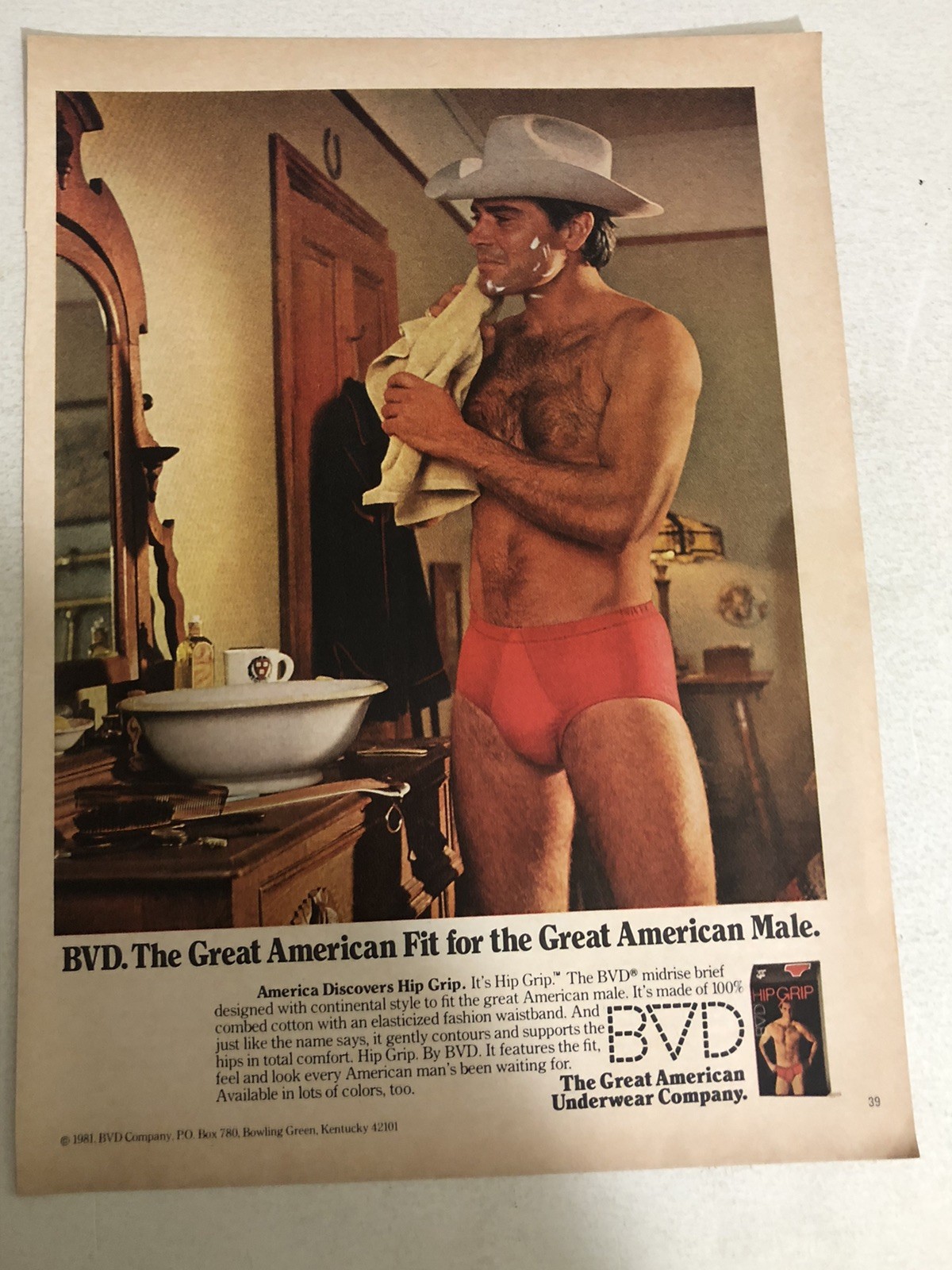 1981 BVD The Great American Underwear Company Print Ad Advert Cowboy pa8