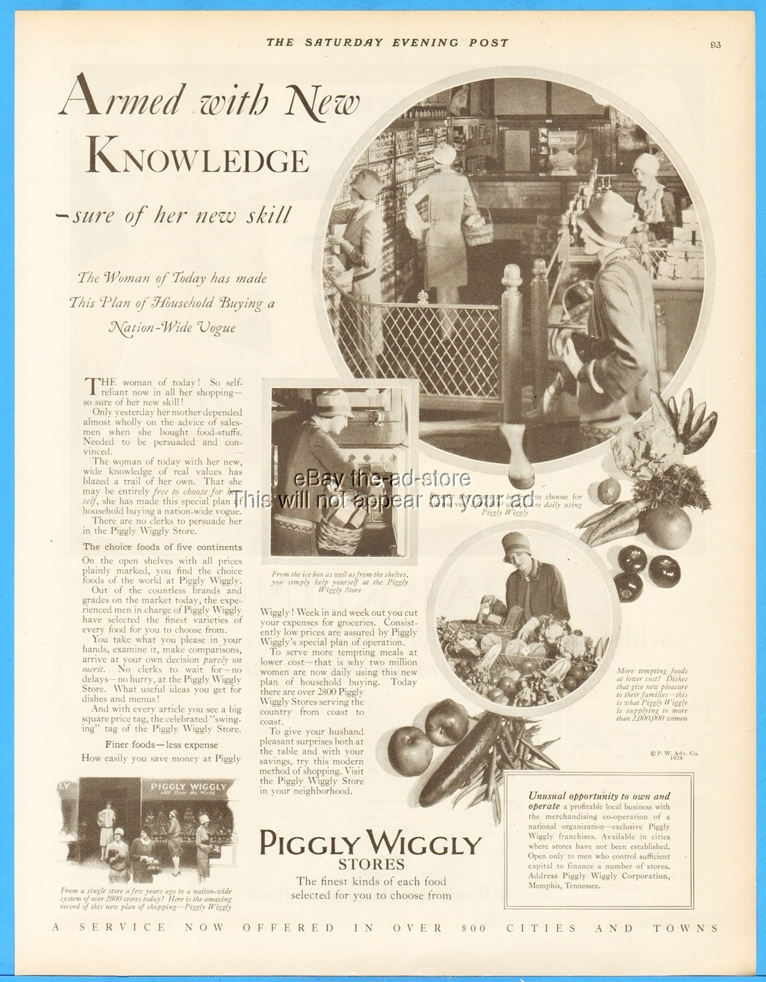1928 Piggly Wiggly Grocery Food Store Vintage 1920s Ad Memphis TN Women of Today