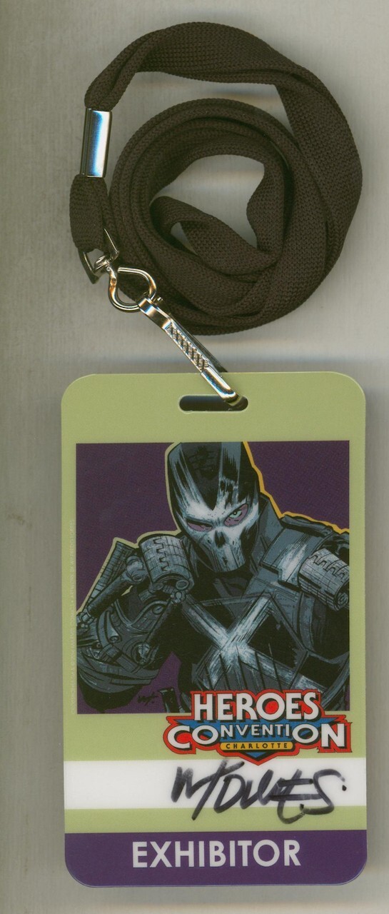 Heroes Con Exhibitor Badge SIGNED Wilfredo Torres Crossbones Art Captain America