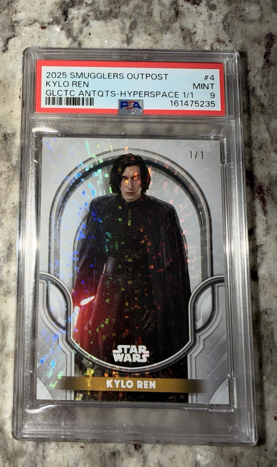 Topps 2025 Star Wars Smugglers Outpost Kylo Ren #4 Hyperspace 1/1 PSA 9