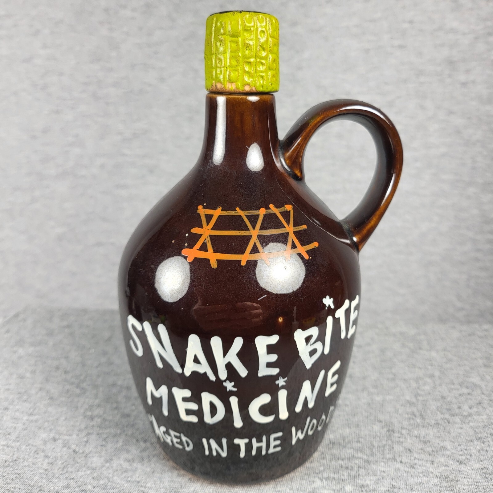Vintage DAVAR Japan Snake Bite Medicine Whiskey Moonshine Pottery Jug Bottle