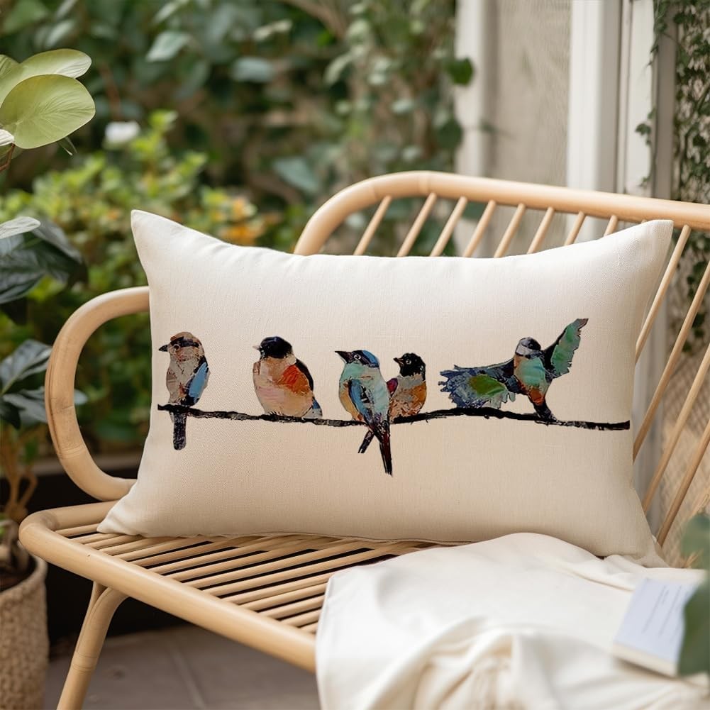 RABUSOFA 12×20 Lumbar Pillow Decorative Throw Pillows,Small Hand-Painted Outdoor