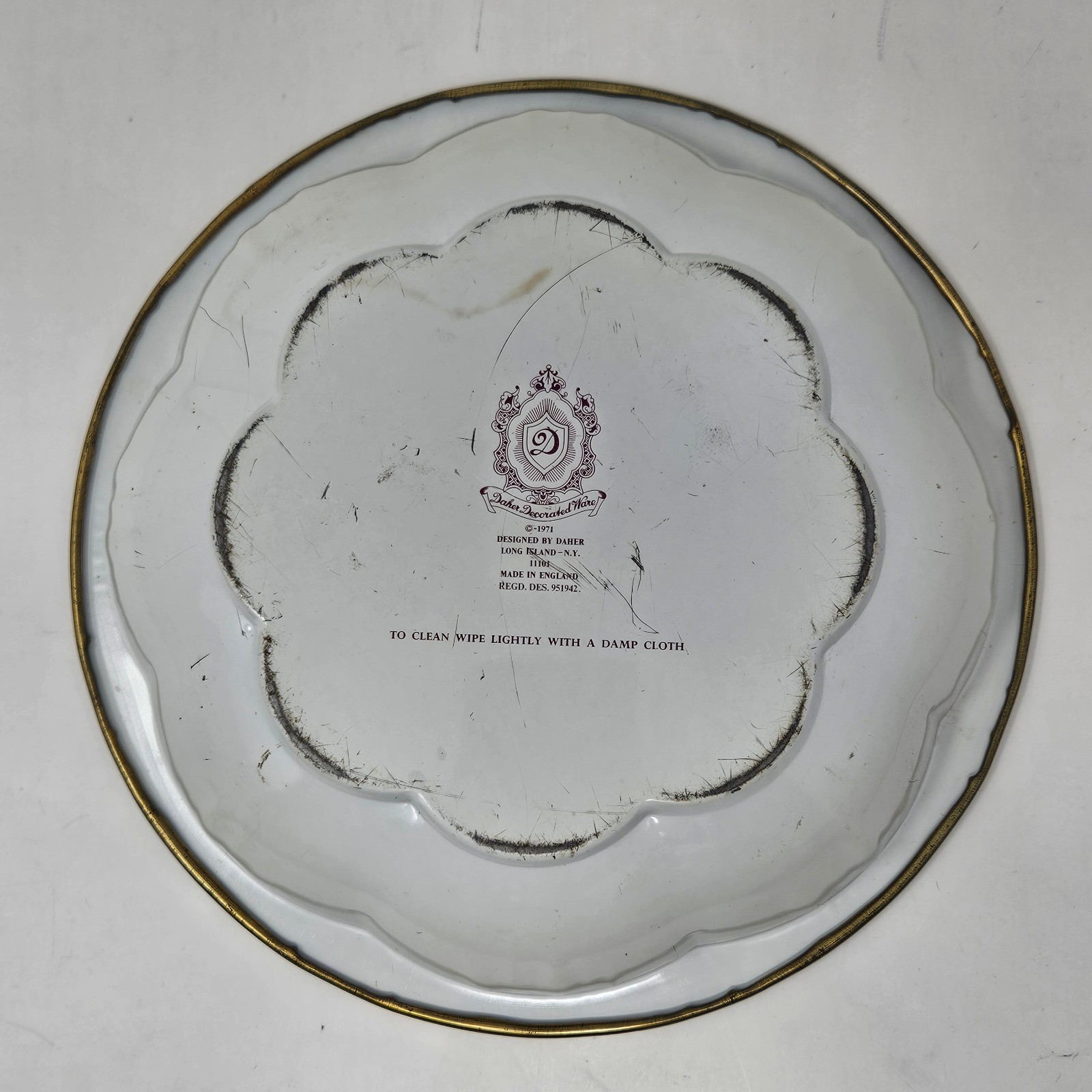 Vintage 1971 Daher Decorated Ware Floral Tin Round Tray Made in England # 951942