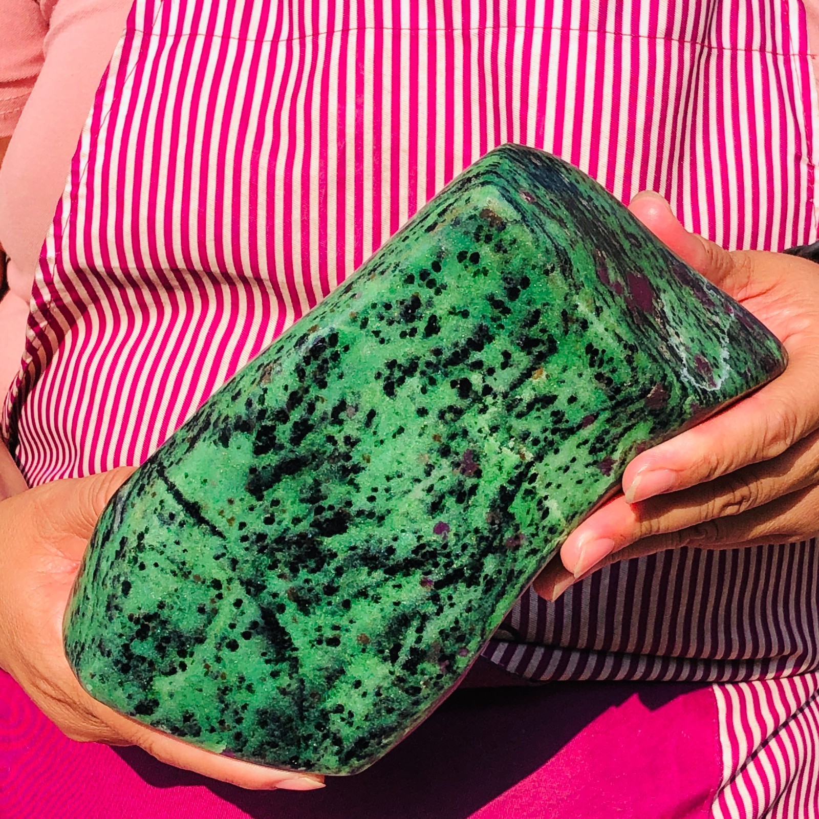 6.97LB Natural Red & green treasure Ruby Epidote SLAB ROUGH ROCK demagnetize