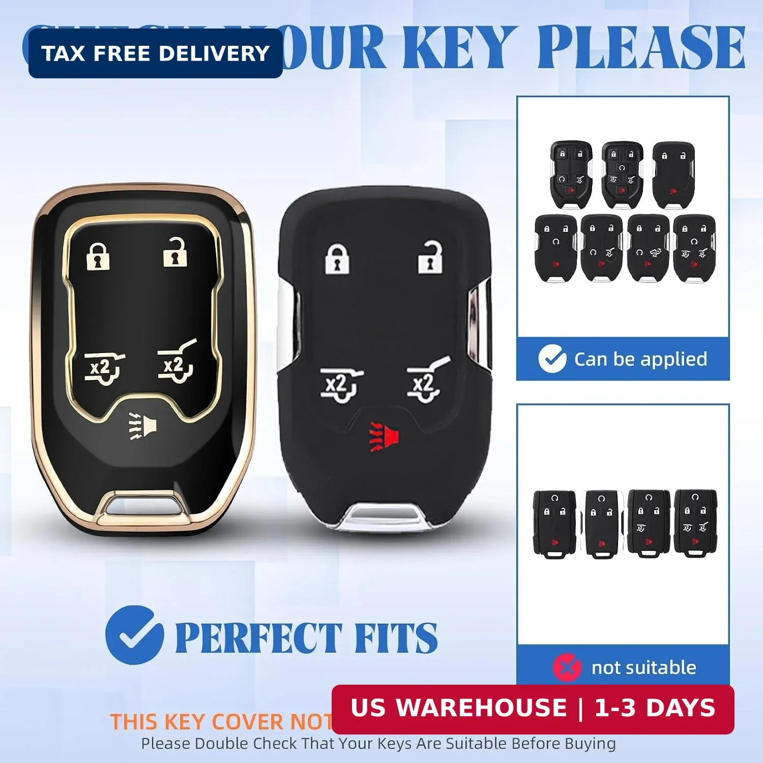 QBUC for GMC Key Fob Cover TPU Protector Case with Keychain for 2019-2022 Chevy