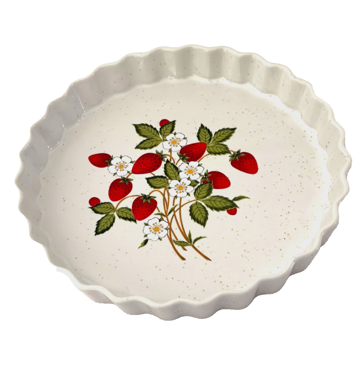 Vintage 1980s Sheffield Strawberries N Cream Stoneware 10” Pie/Tart/Quiche Dish