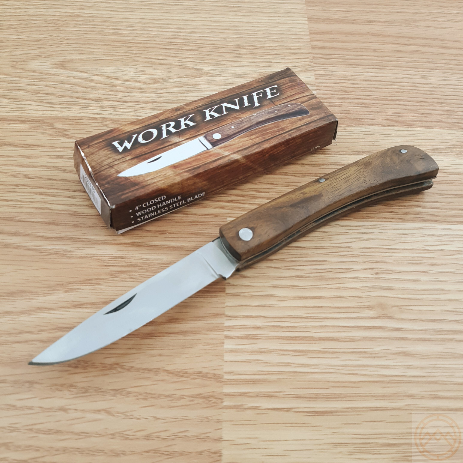 Work Folding Knife 4.25″ Closed Stainless Sodbuster Blade Brown Wood Handles
