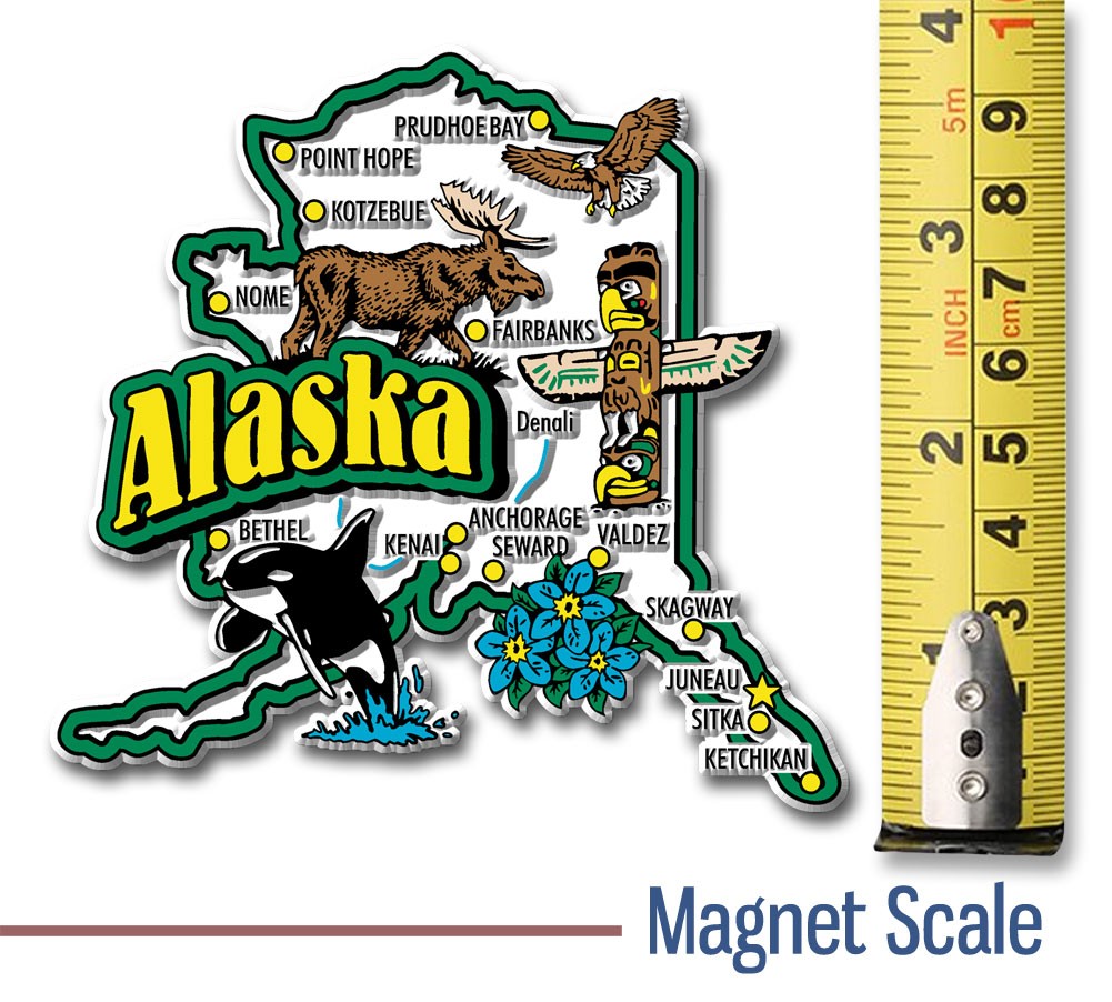 Alaska Six-Piece State Magnet Set by Classic Magnets, Includes 6 Designs
