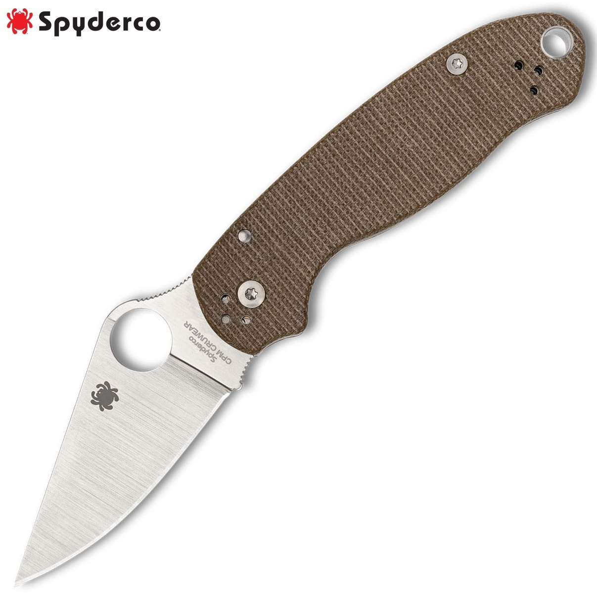 Spyderco Para 3 CPM-CruWear Satin Blade Micarta Handles Paramilitary C223MPCW