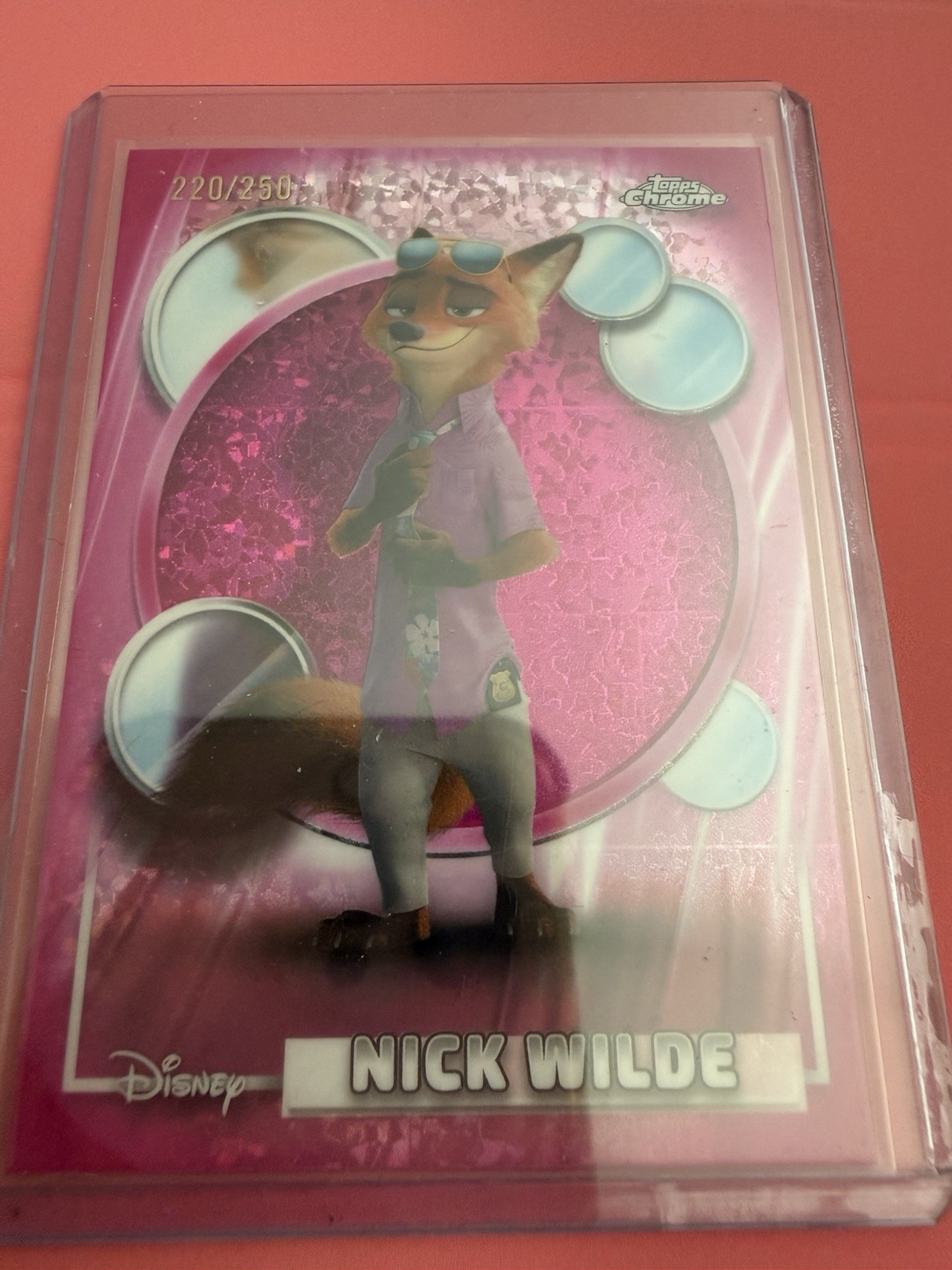 2026 Chrome Disney Zootopia Nick Wilde /250 Trading Card #67 Mini Pink Diamond