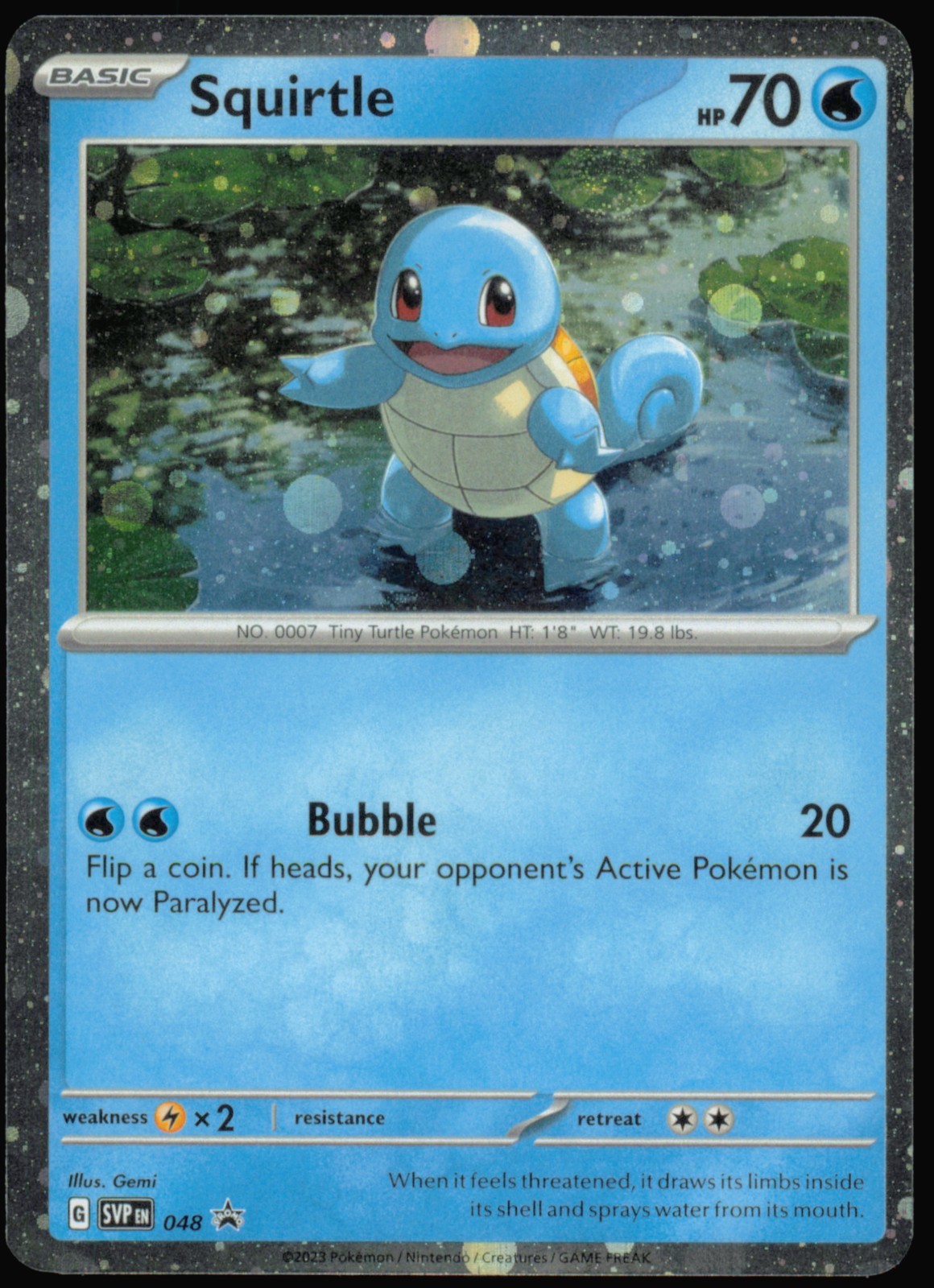 Bulbasaur, Squirtle, Charmander – 046, 047, 048 Cosmos Holo NM SWIRL ON SQUIRTLE