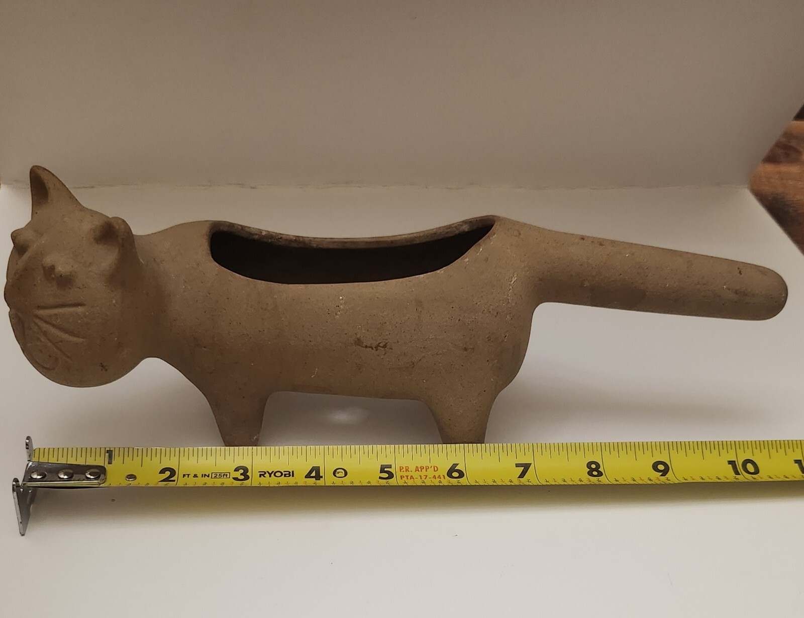 Vtg David Stewart Artistic Unglazed Feline Lion Cat Planter 10.25″L x 4″ H