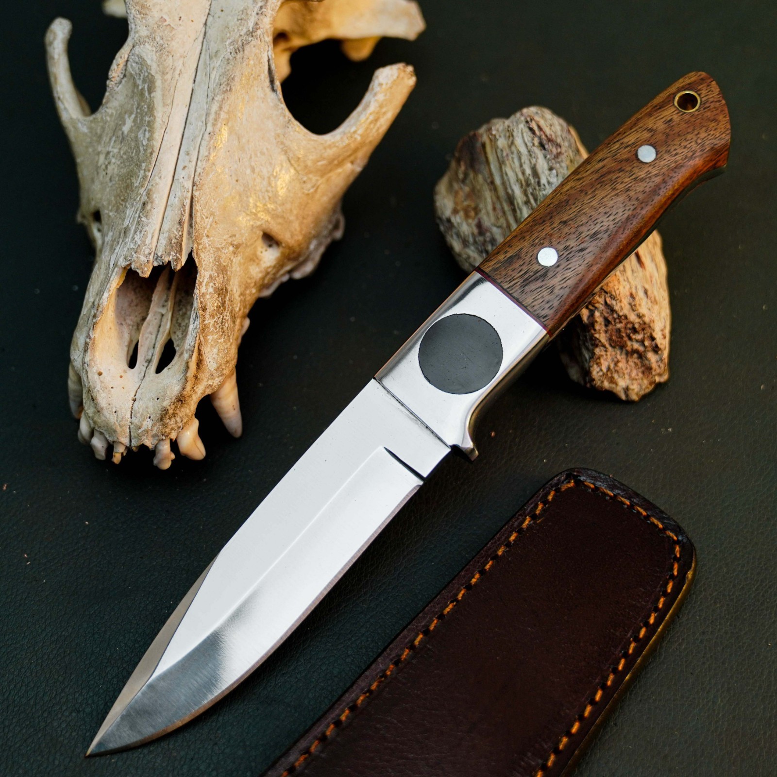 8.6 ” Full Tang Skinner Knife D2 Steel Hunting Fixed Blade with Wood Handle