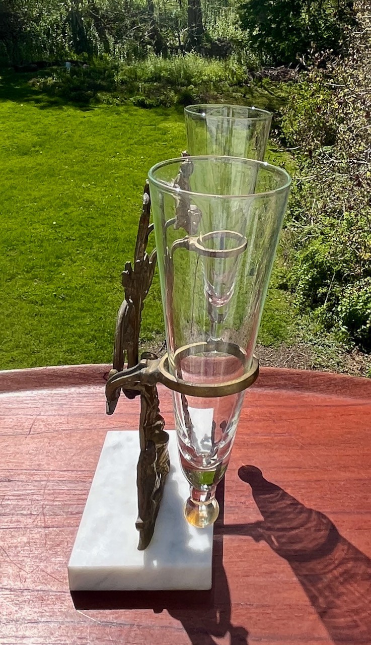 Antique Garniture Girandole Double Vase Bronze Crystal Marble Base 1890 1900
