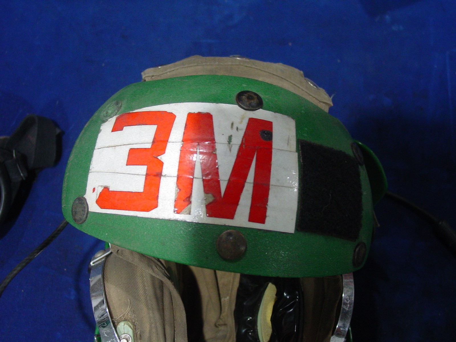 Flight Deck Crewman’s Helmet Green w/ Headset David Clark Sz. 7.5 & 1974 Goggles