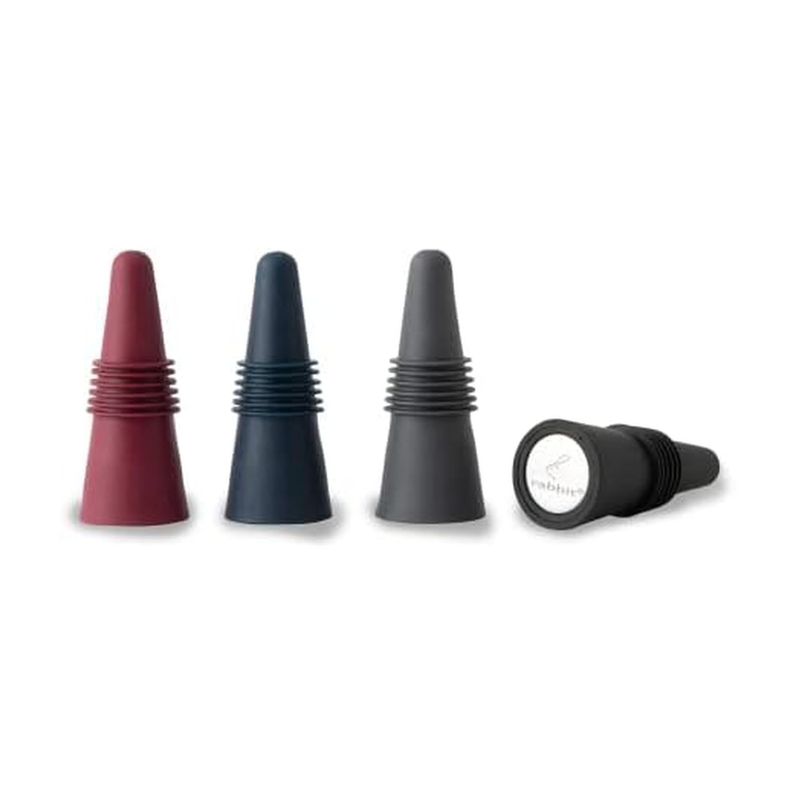 Rabbit W6121 Bottle Stoppers Set Of 4 Multicolor Wine Bottle Caps To Preserve