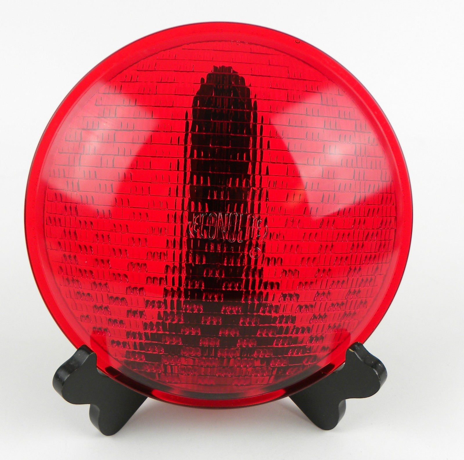 Vintage Econolite Kopp 8 3/8″ Glass Traffic Signal Lens, TL4655, Red, USA
