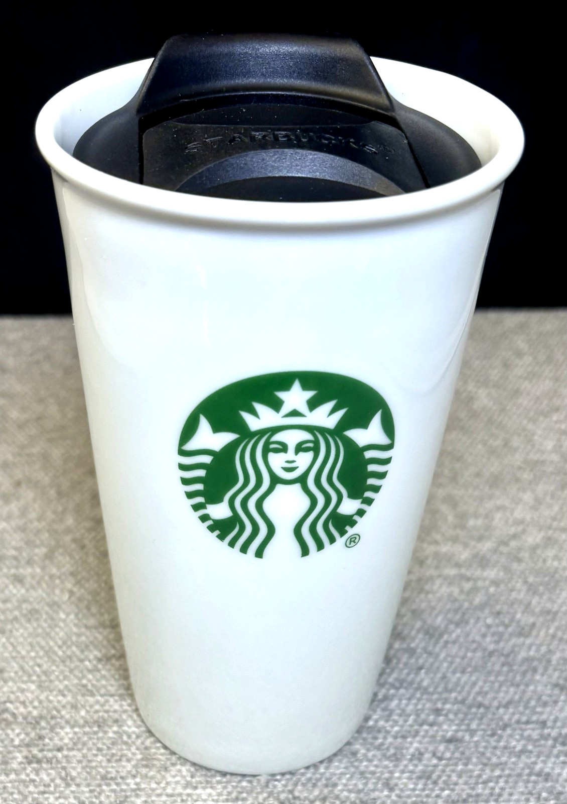 Starbucks Classic White Ceramic Plain 10 FL OZ Tumbler w/ Drink Order Design