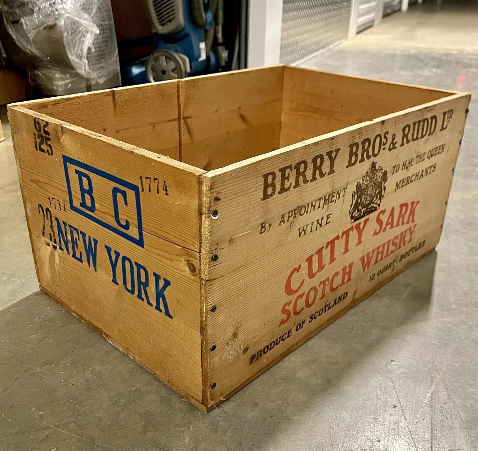Vintage Cutty Sark Wooden Crate 1940s/1950s Berry Bros Rudd Whisky Shipping Box