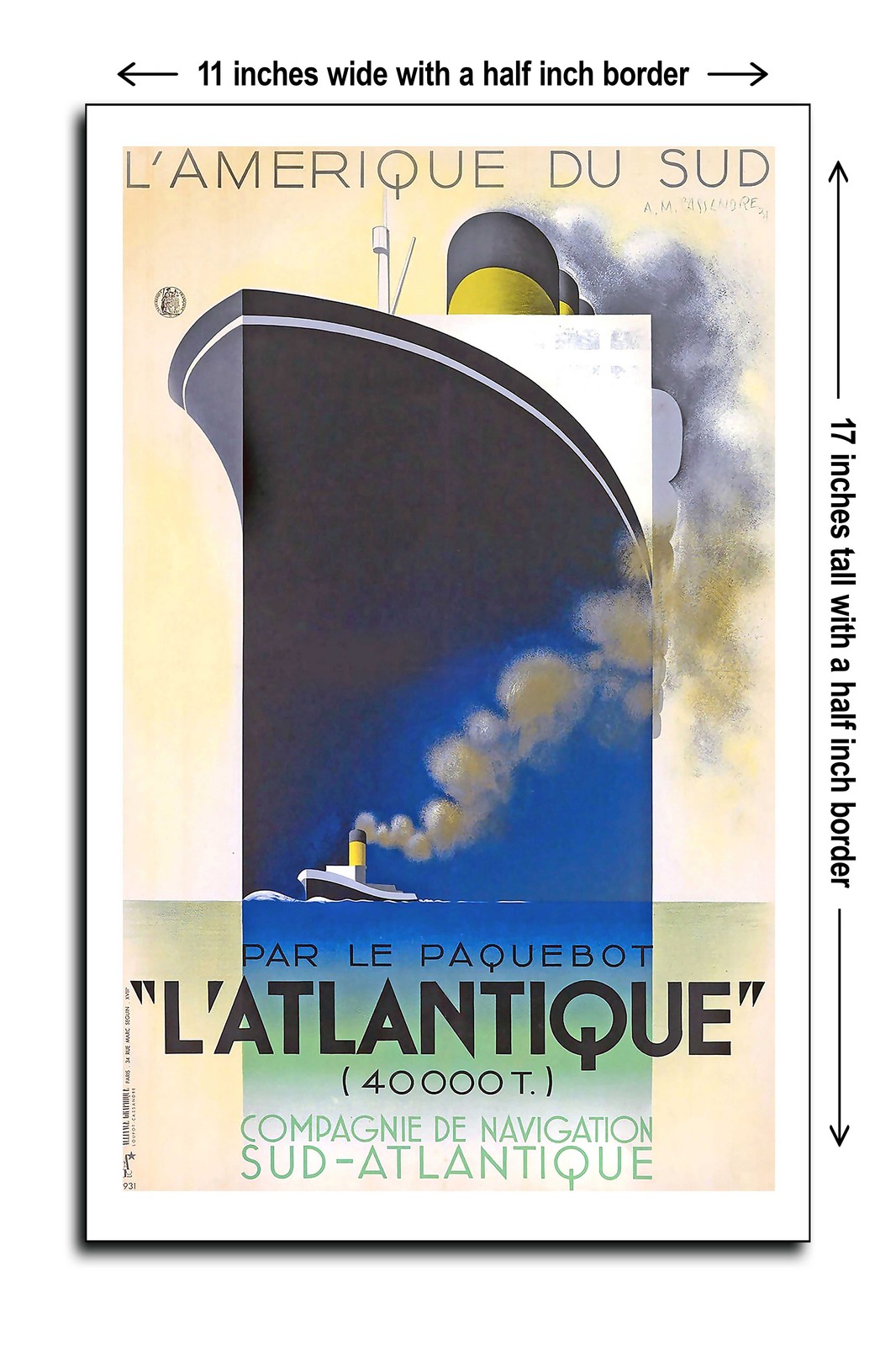 1931 South America The Atlantic South Atlantic Navigation Company – 11×17 Poster
