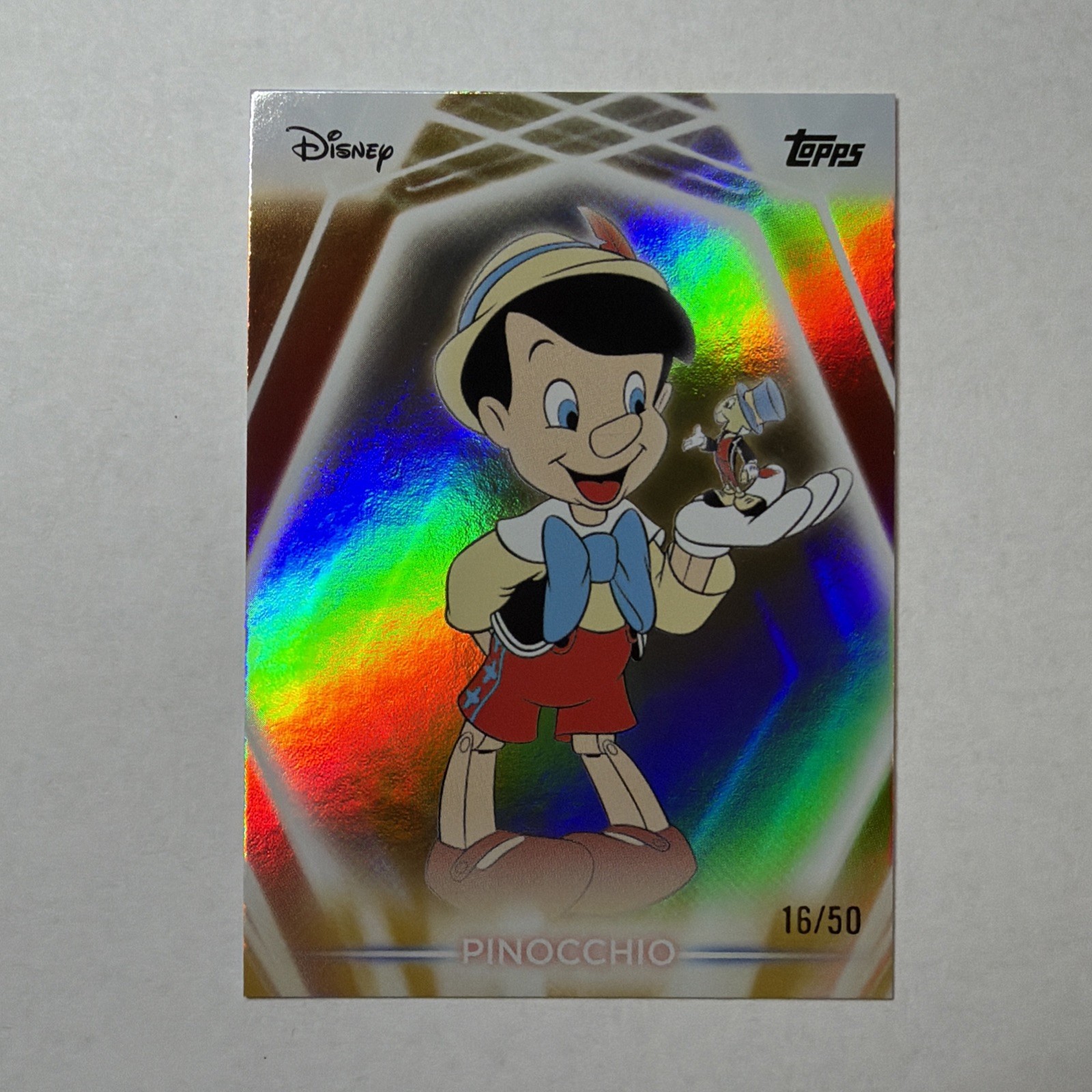 2026 Topps Disney Pinocchio Gold Shimmer /50 Neon Chrome CNE-86 SSP Rare