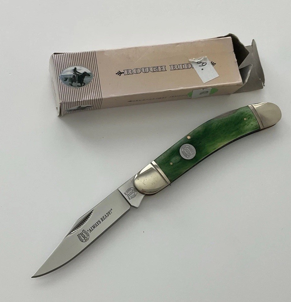 Rough Rider Green Bone Handle dingle Stainless Blades Slipjoint With Box
