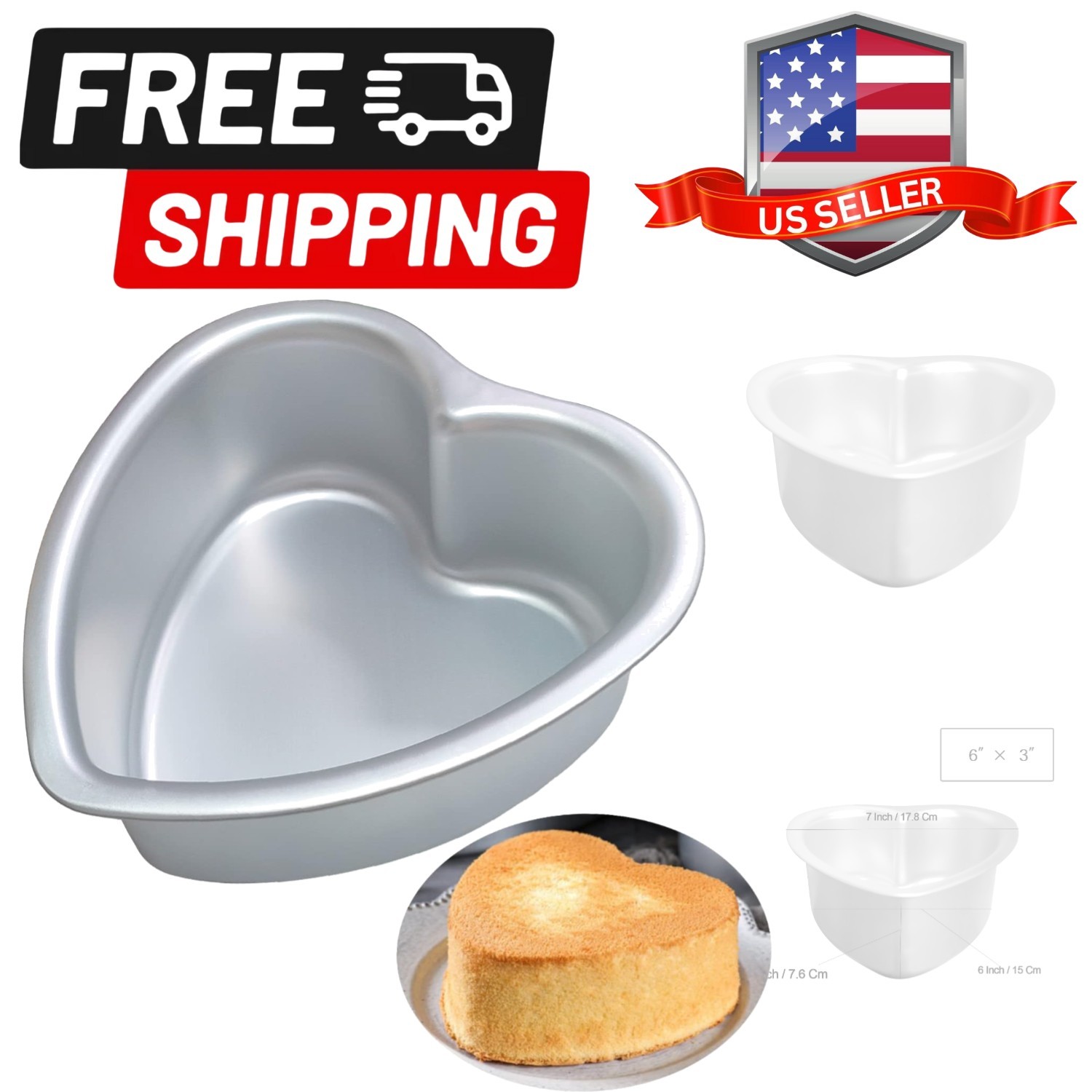 Heart Shaped Cake Pan – 6×3 Inch Aluminum Cake Tin for Weddings, Parties, and…