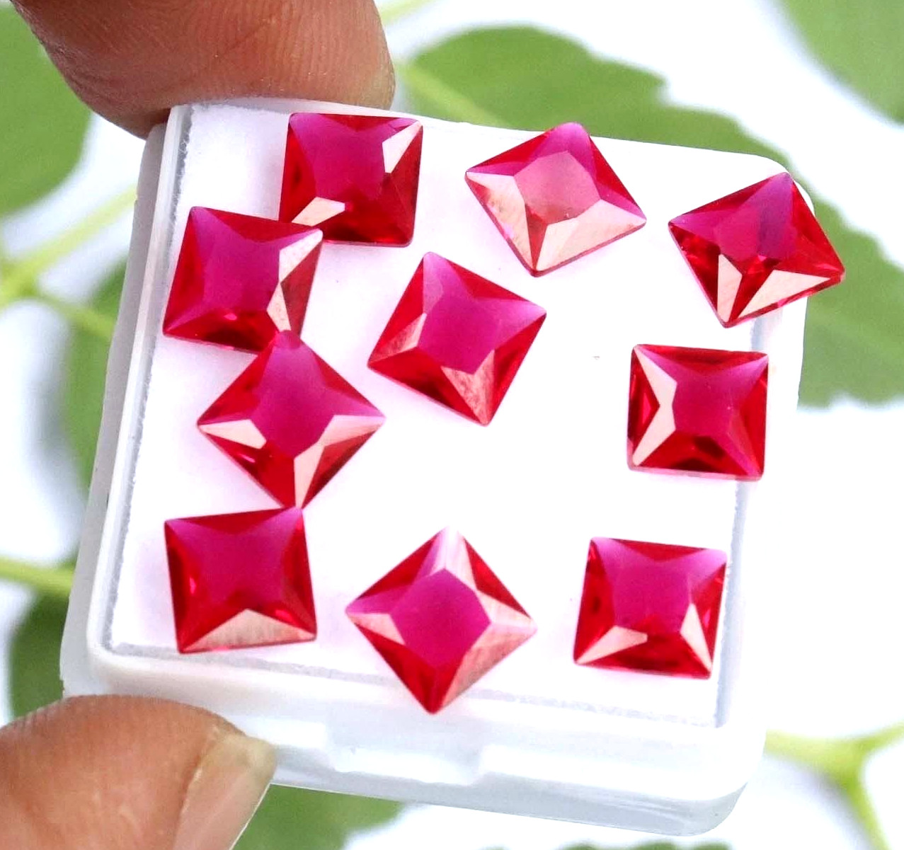 10 Ct Natural Princess Cut Burmese Red Ruby GGI Certified Loose Gemstone ,10 Pcs
