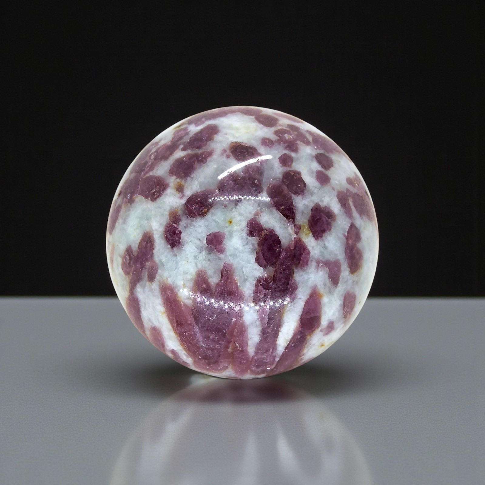 Tourmaline in Quartz, 2 7/8″, sphere, display specimen, #R-4941