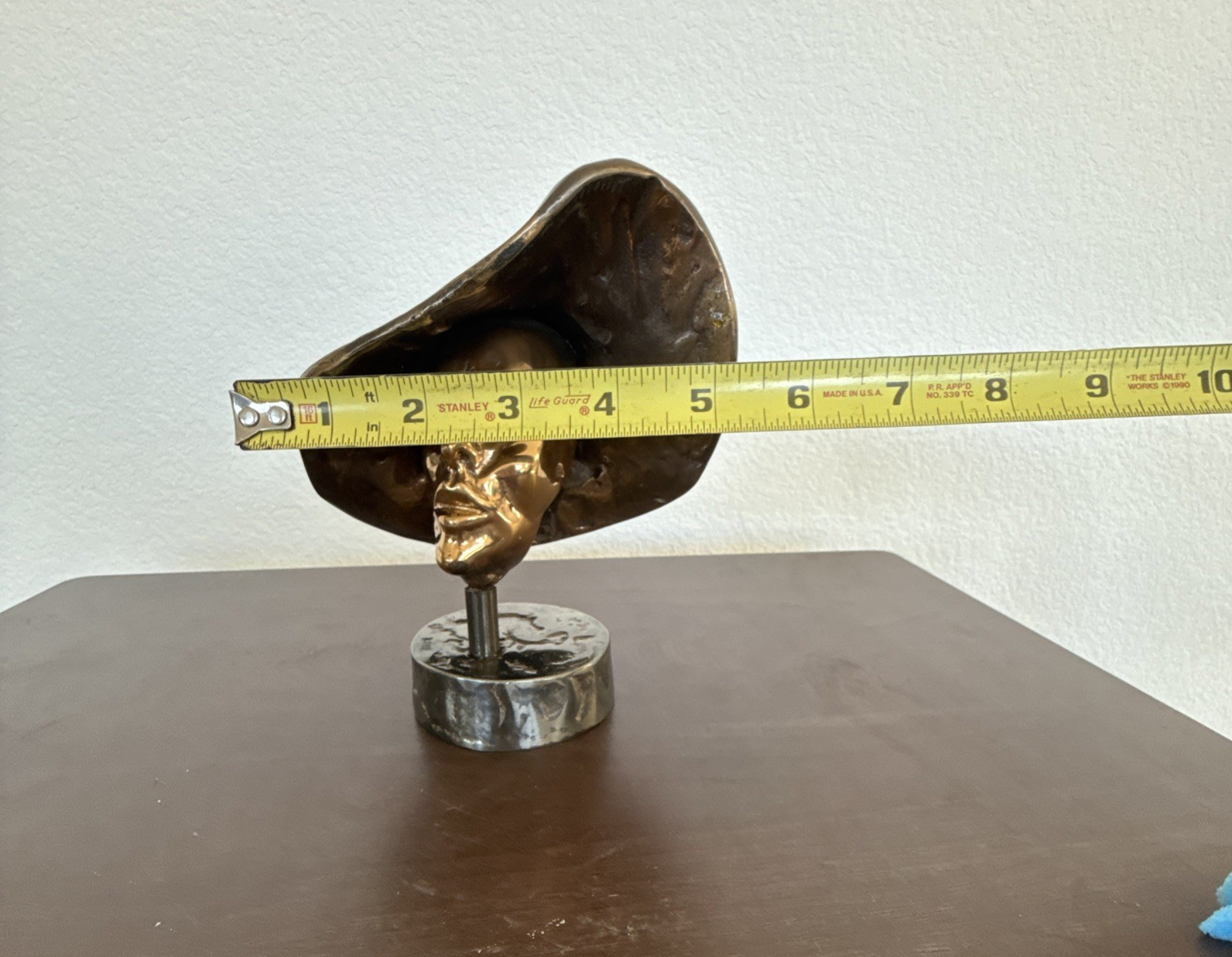 BRONZE SCUPTURE ARTIST SIGNED YVES LOHE SIGNED BUST Woman w/ Hat 6 1/4″