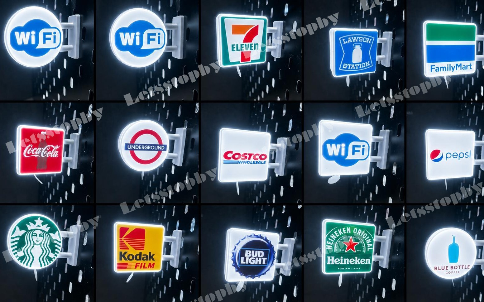 2 Packs LED Light Up Fridge Magnet Sign Logo Miniature Refrigerator Home Decor