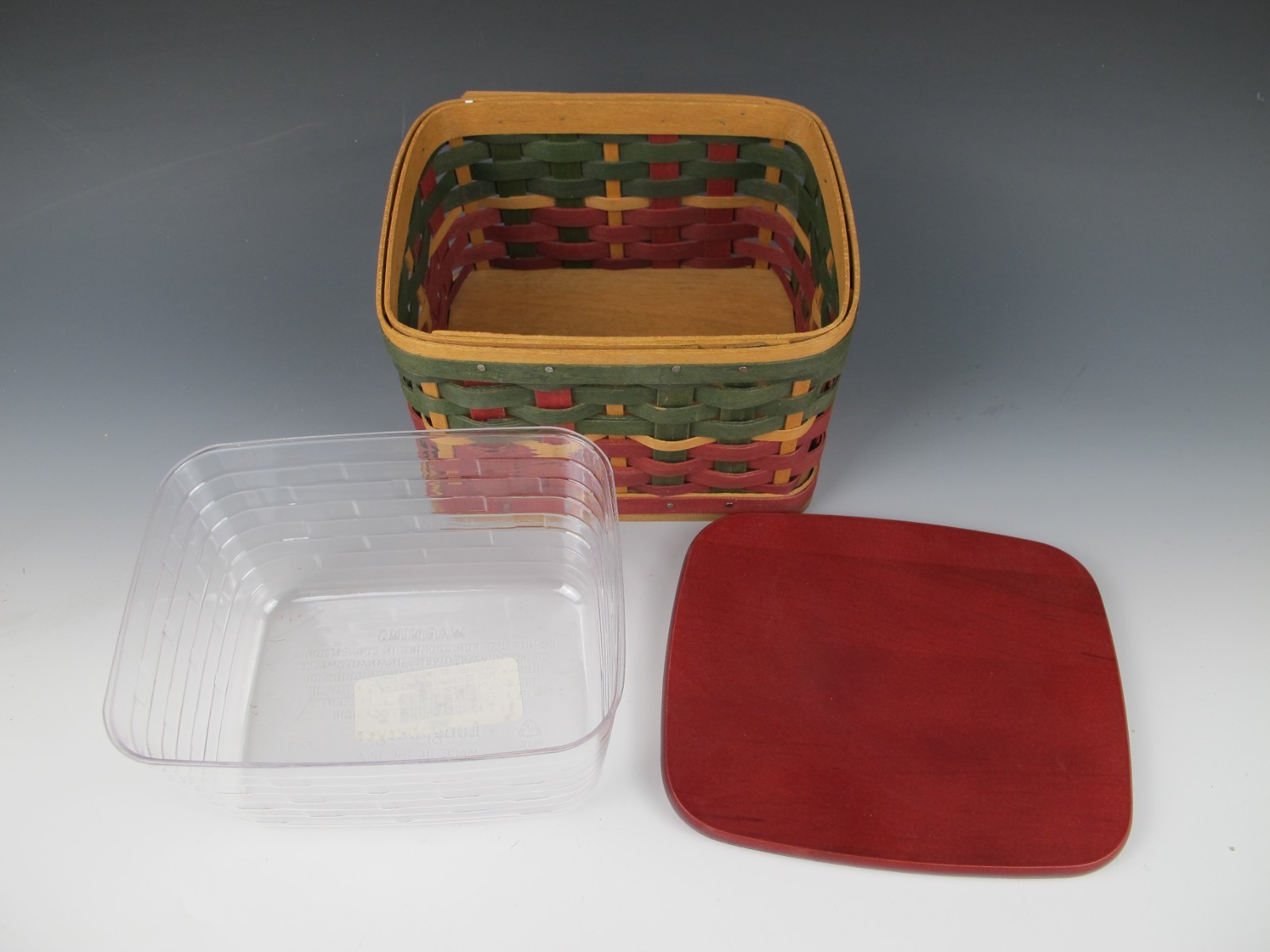Longaberger 2006 Holiday Small Plaid Gift Box Basket w/ Lid & Protector