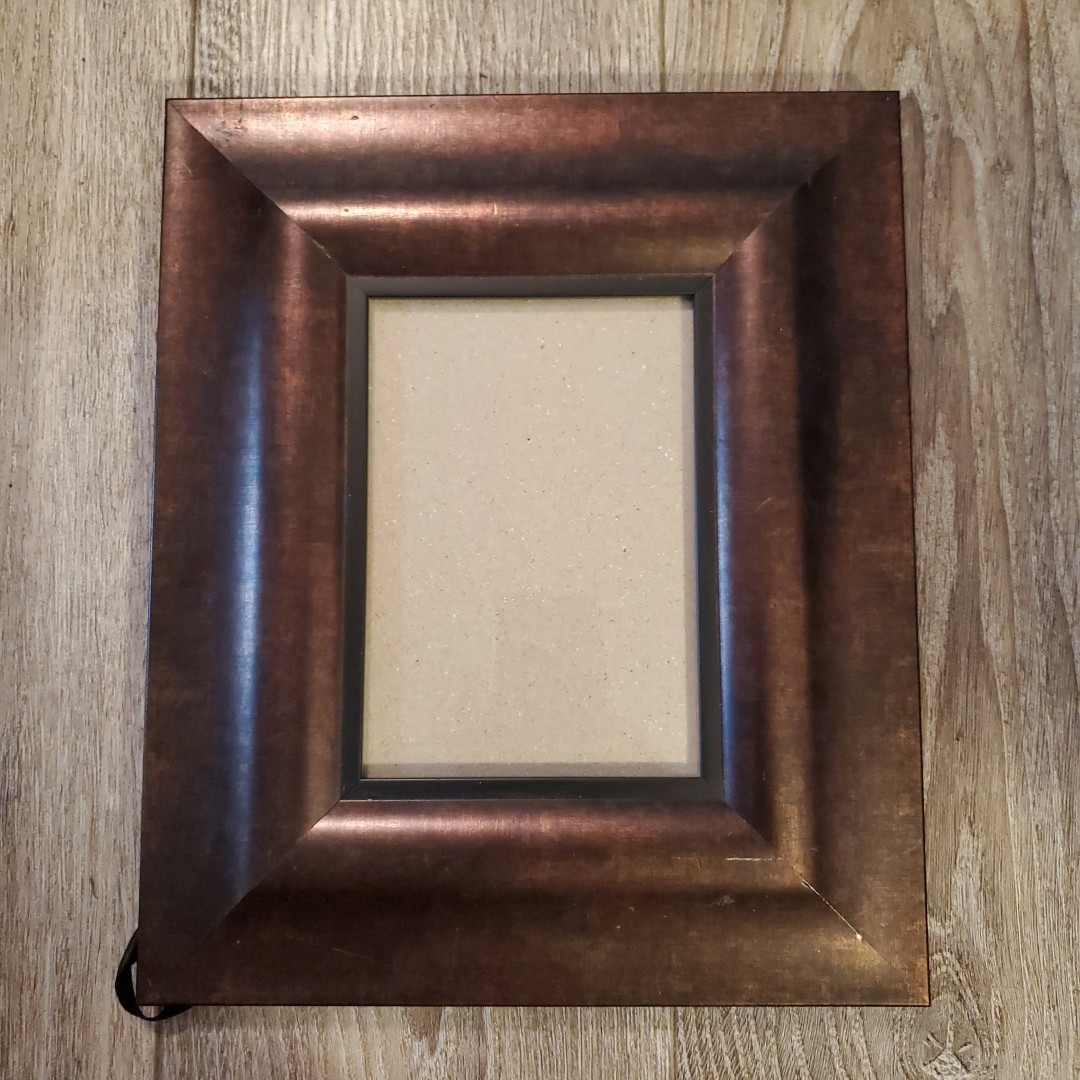 Rustic Bronze Colored Wood Picture Frame 10.5×12.5″ Fits Pic 4.5×6.5″