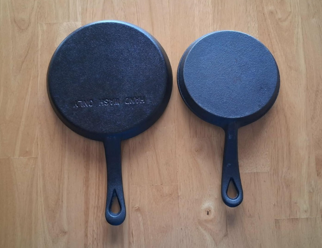 Cast Iron Flat Skillets 5 & 6 Inches Pre-owned Condition Great for Camping BBQ