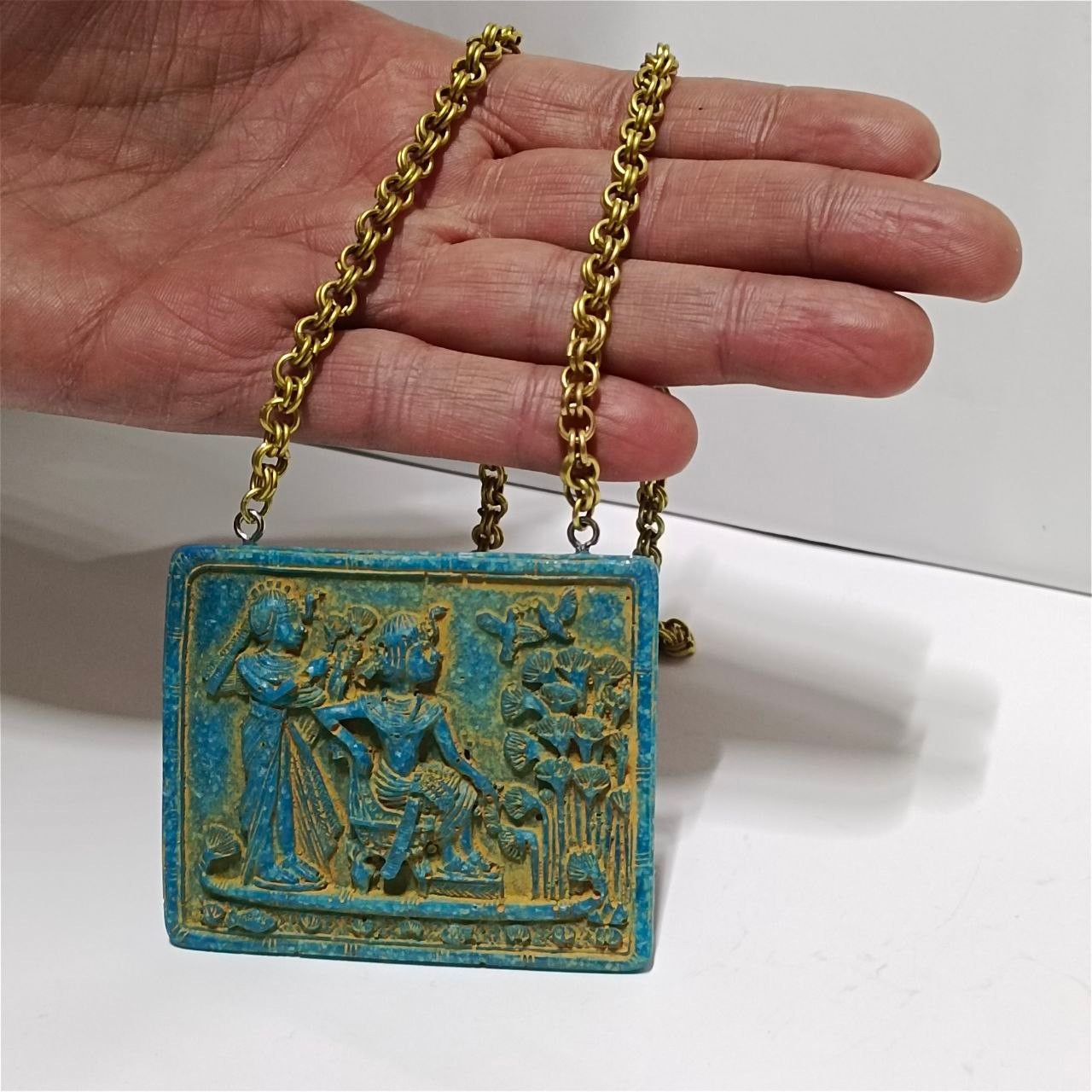 Handmade Egyptian relief pendant necklace, ancient Pharaonic art style
