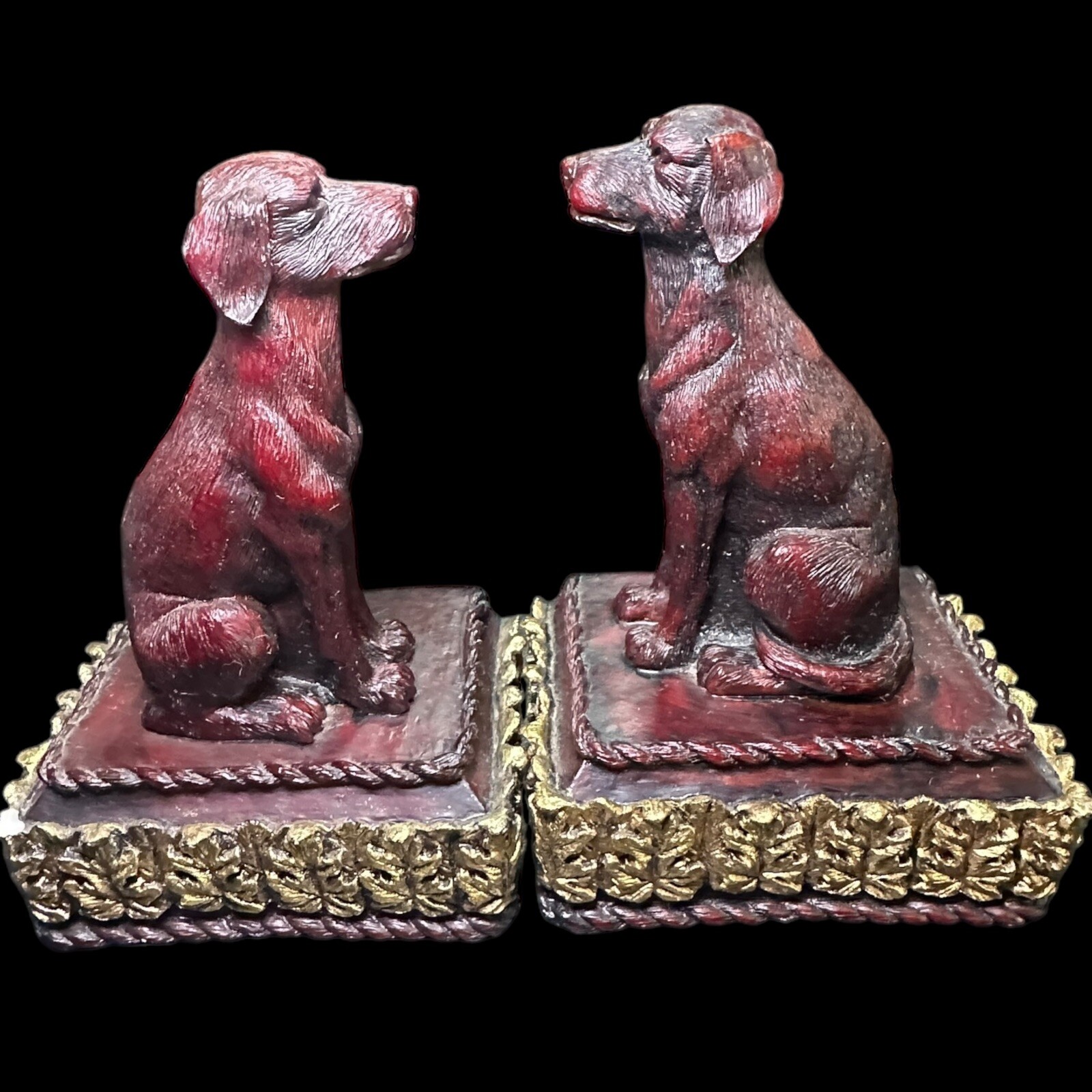 Retriever Book Ends Carved Pair “Has A Slight Damage” As Shown 1997 CBK Ltd