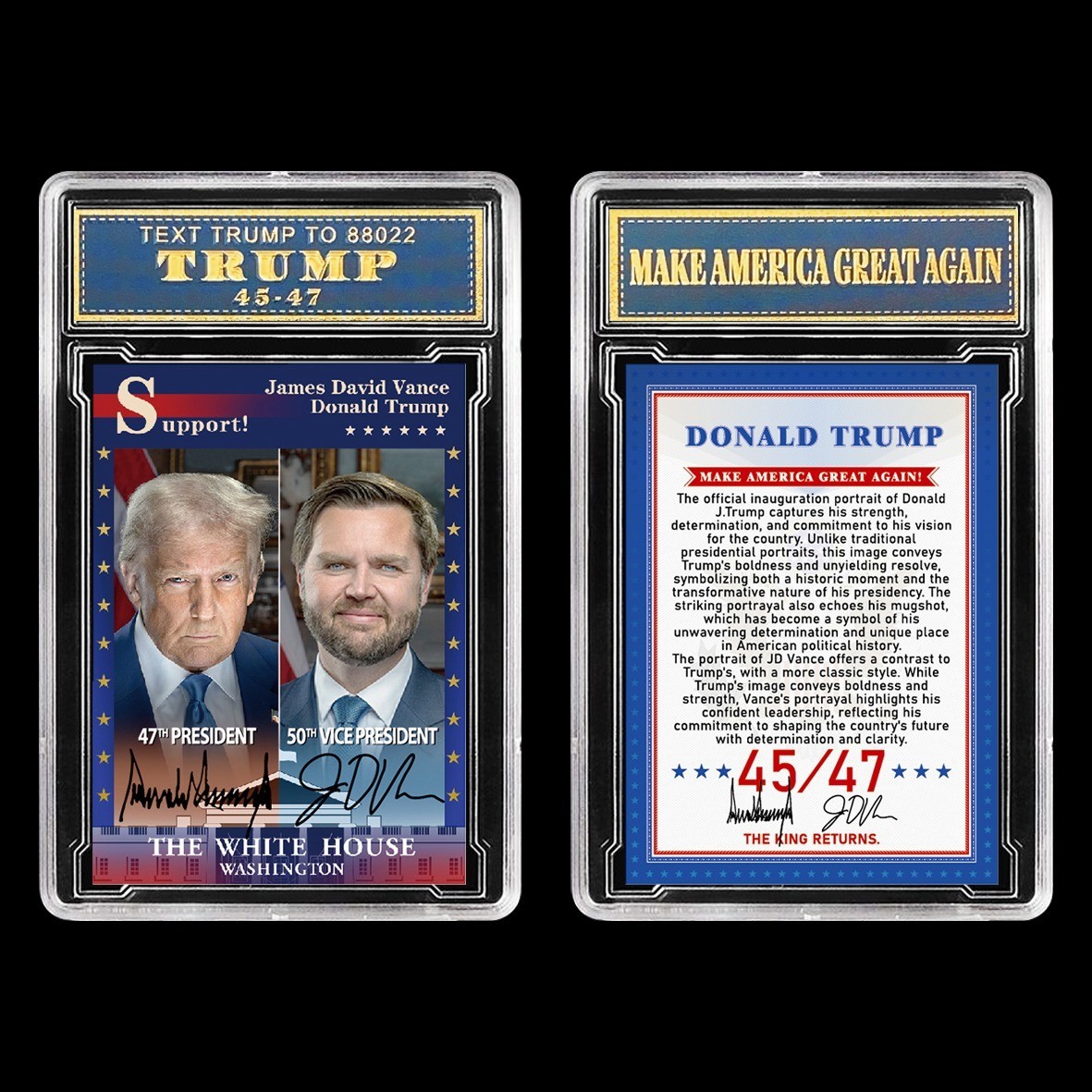 Donald Trump JD Vance Collector’s Trading Card – Gem Mint 10 Rated – Iconic 2026