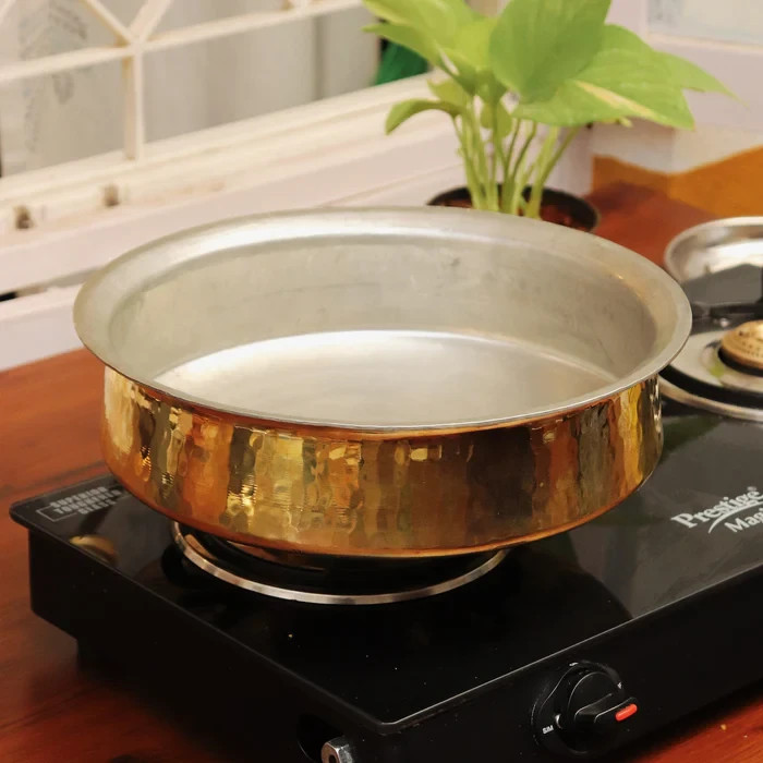 Brass Lagaan with Tin coated is Highly Durable For Cooking and Serving 4.5 Liter