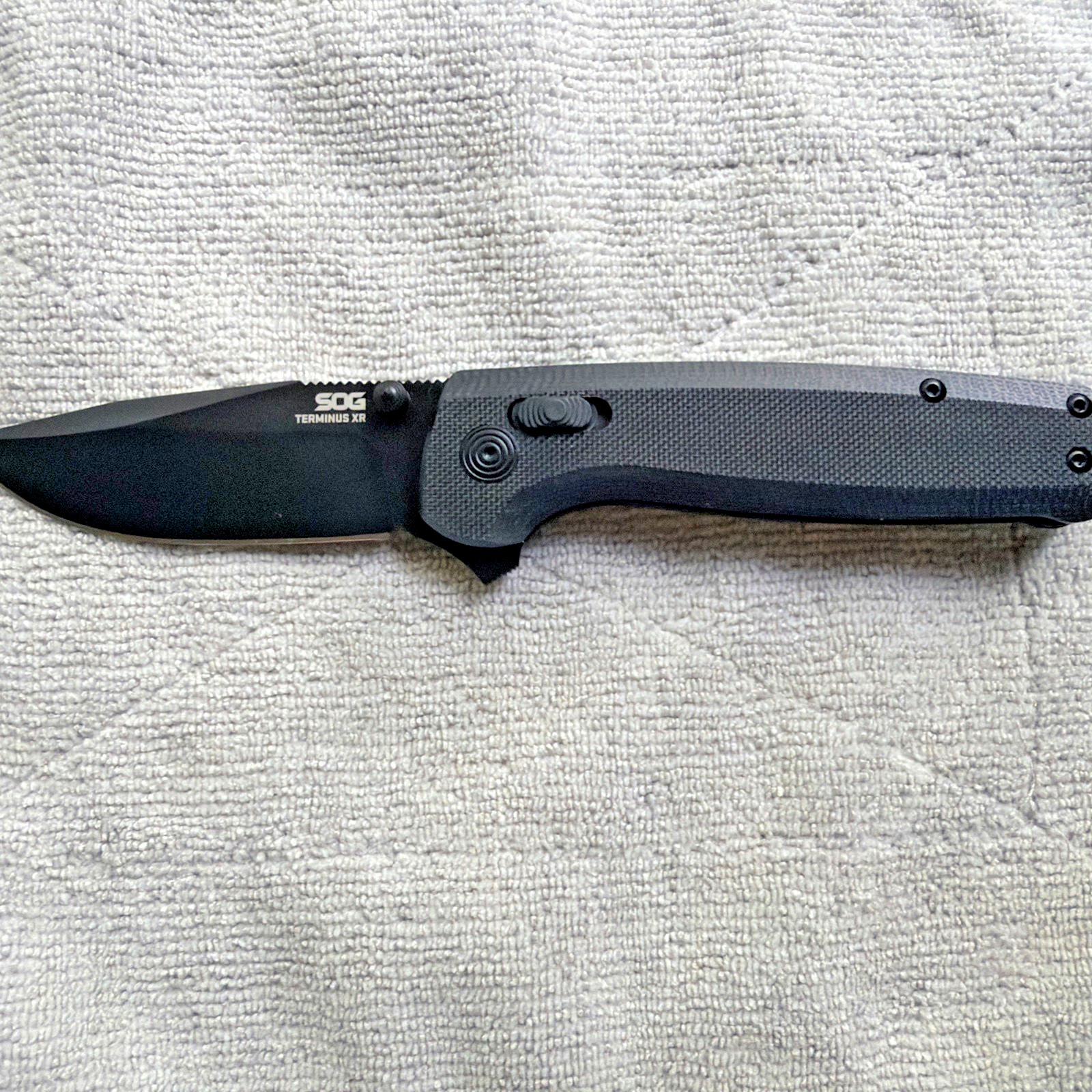 SOG Terminus XR Folding Knife Black G10 Handle D2 Tool Steel Blade