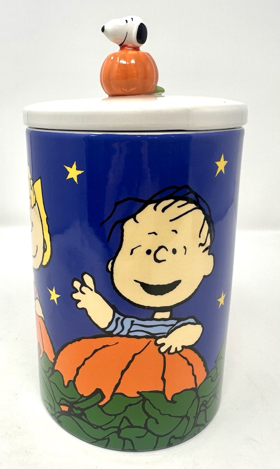 Peanuts Snoopy Charlie Brown & Friends Pumpkin Halloween Ceramic Cookie Jar New