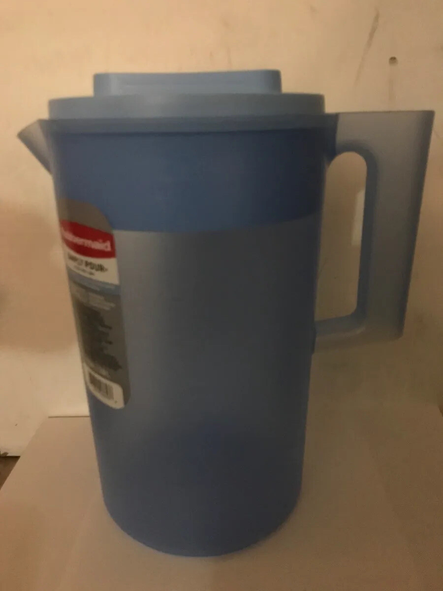Rubbermaid Simply Pour 1 Gallon Container With Lid Blue Lid 11.25″ Tall pitcher