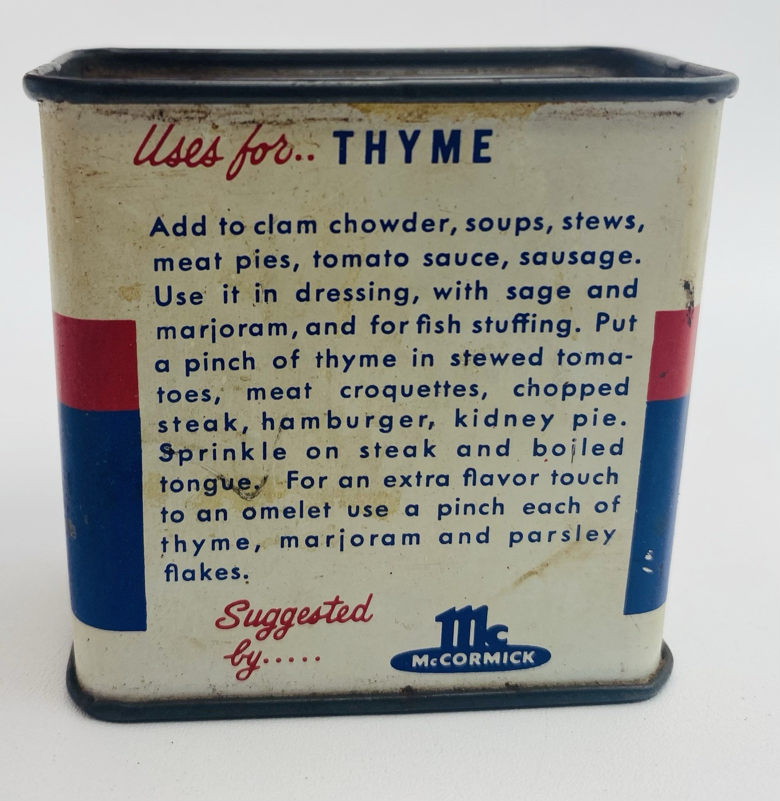 Vintage McCormick Powdered Thyme Tin Full Factory Sealed 1oz. EUC