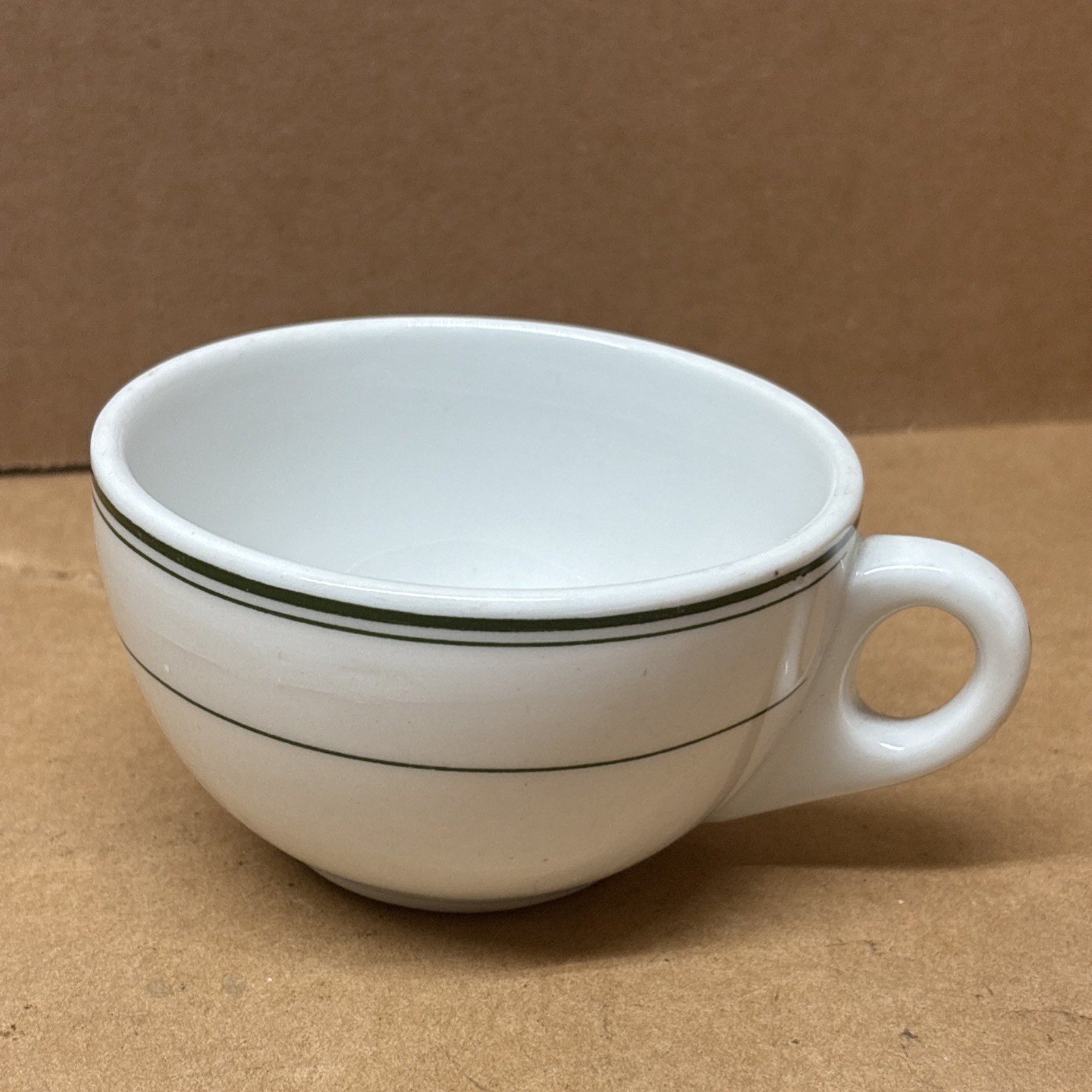 Vintage Sterling Vitrified China Coffee Mug East Liverpool Ohio, green stripes