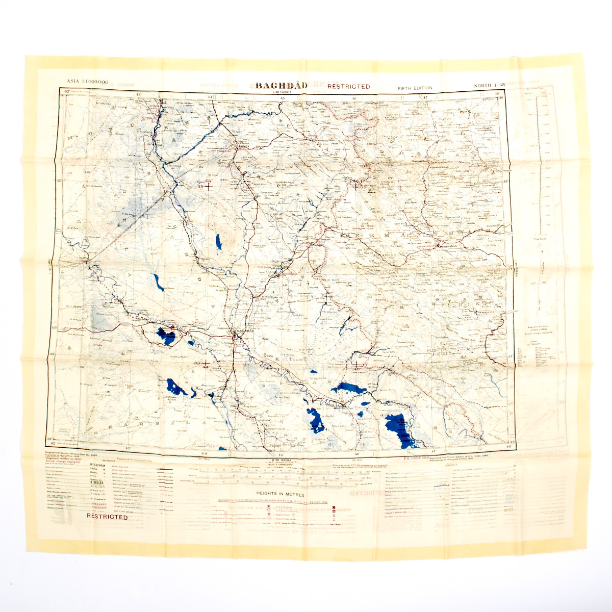 British Gulf War Fabric Map of Baghdad & Basra