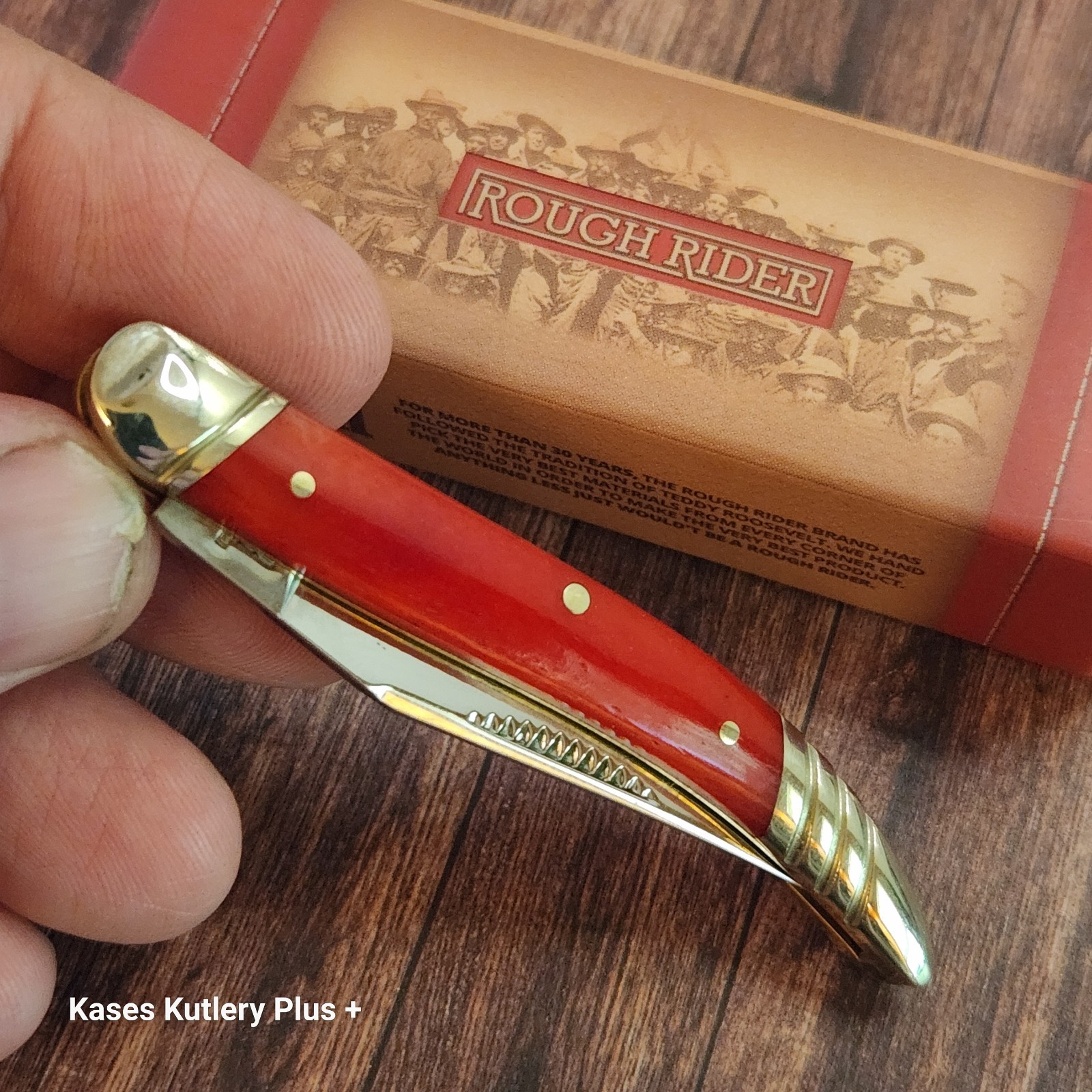 Rough Rider RR2228 Texas Toothpick Folding Pocket Knife 3″ Closed Red Bone