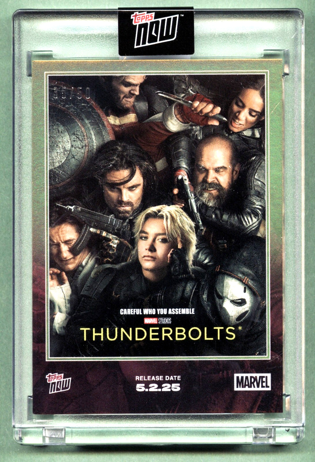 2025 TOPPS NOW MARVEL THUNDERBOLTS #35/50 GOLD FOIL PARALLEL SP & BASE CARD #TB