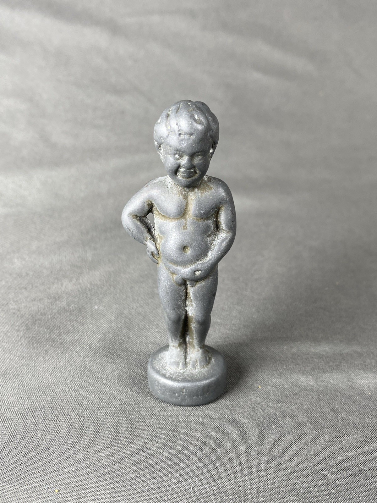 Old Vintage 3” Peeing Boy Pewter Figurine Figure Brussels